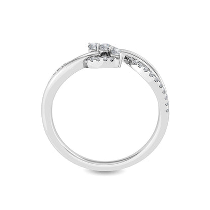 Solid Gold 0.3ct Natural Diamond Curved Twist Ring