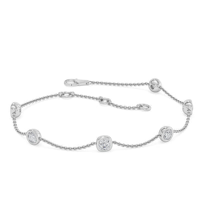 Solid Gold 1.65ct Natural Diamond By Yard Bezel Station Bracelet