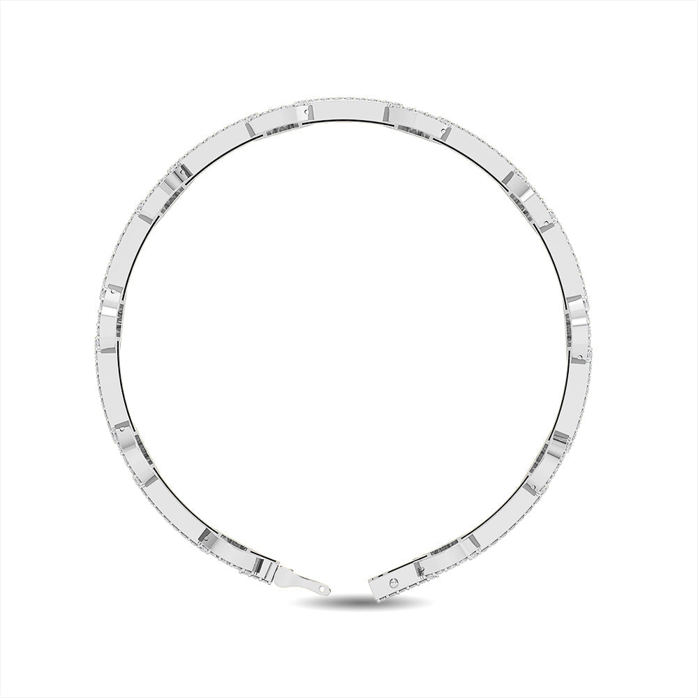 Solid Gold 3.55ct Natural Diamond Chain Link Studded Bracelet