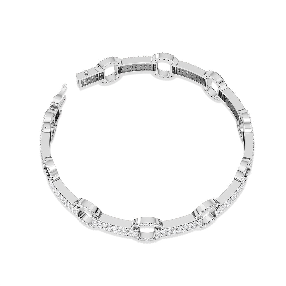 Solid Gold 3.55ct Natural Diamond Chain Link Studded Bracelet