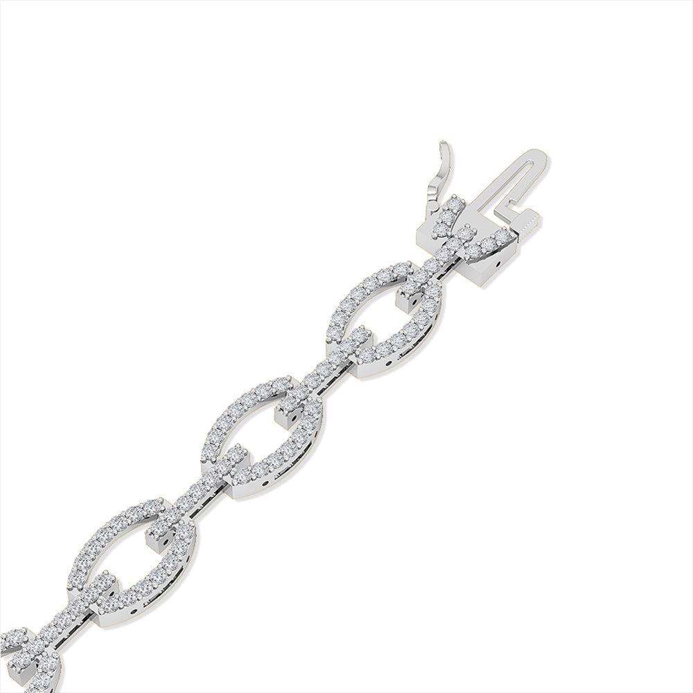 Solid Gold 2.3ct Natural Diamond Link Chain Cuff Bracelet