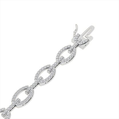Solid Gold 2.3ct Natural Diamond Link Chain Cuff Bracelet