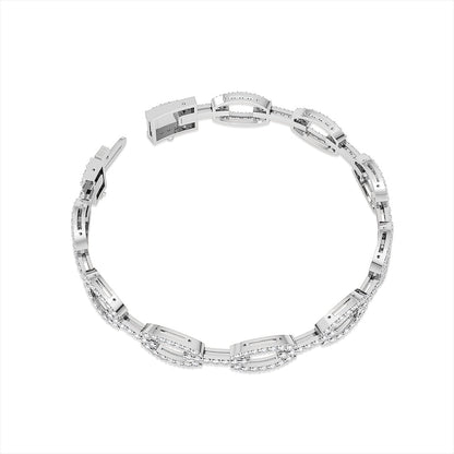 Solid Gold 2.3ct Natural Diamond Link Chain Cuff Bracelet