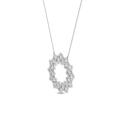 Solid Gold 0.7ct Natural Diamond Circle Sun Flower Necklace