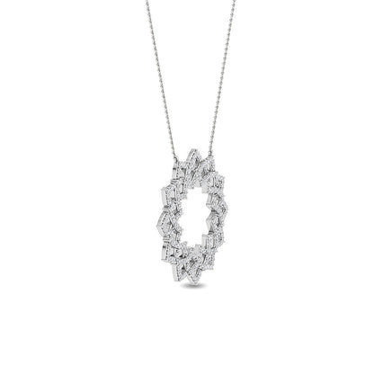 Solid Gold 0.7ct Natural Diamond Circle Sun Flower Necklace