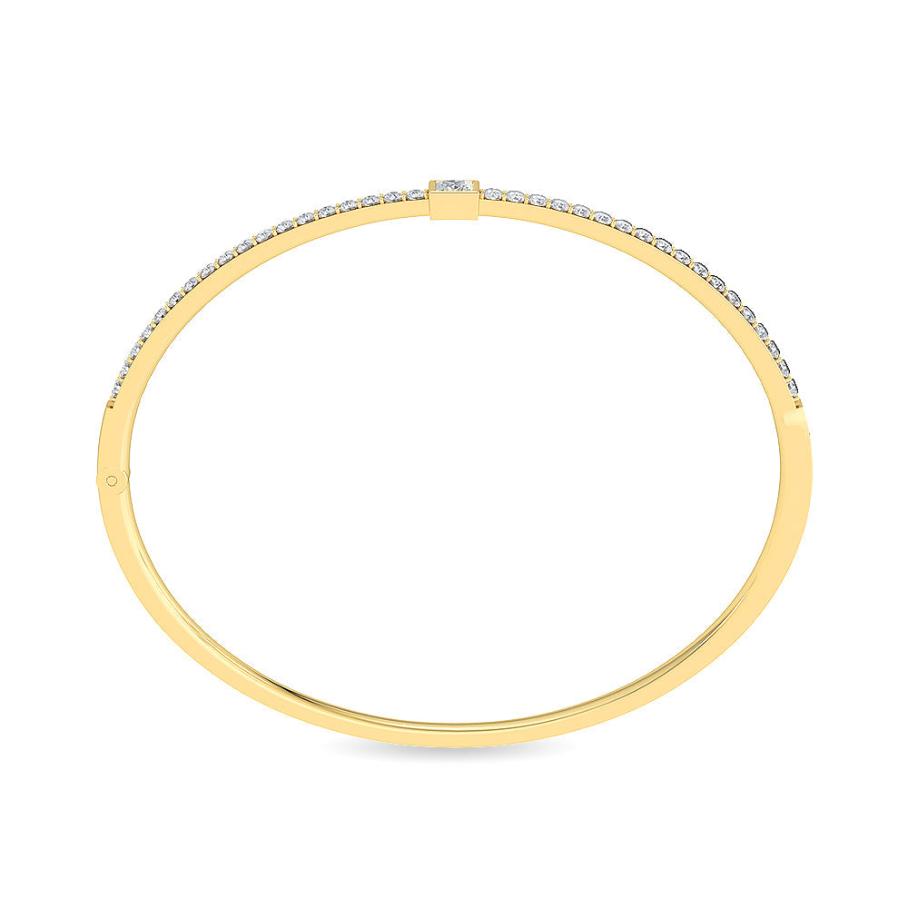Solid Gold 1.1ct Natural Diamond Princess Tennis Bangle Bezel Bracelet