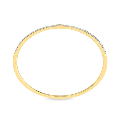 Solid Gold 1.1ct Natural Diamond Princess Tennis Bangle Bezel Bracelet