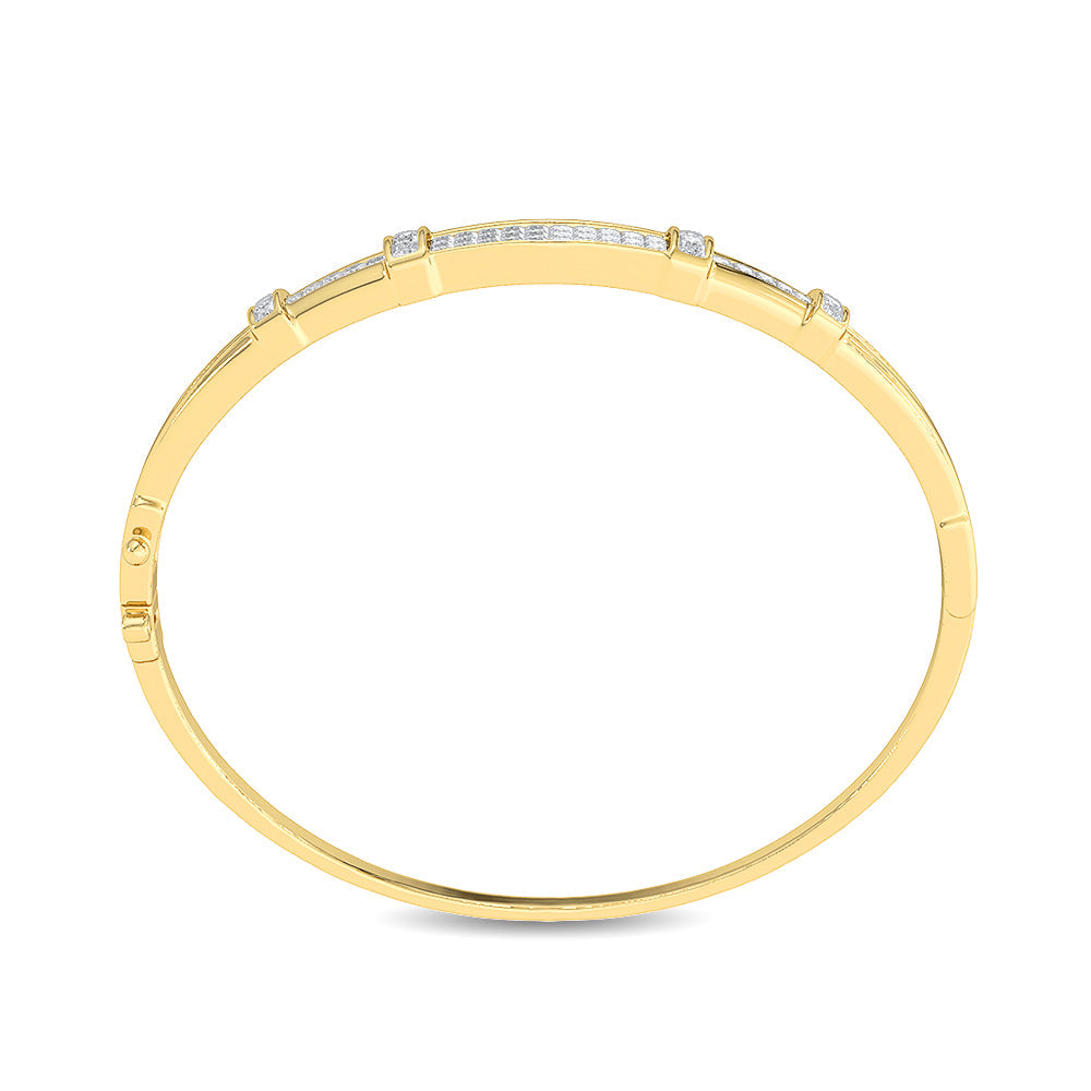 Solid Gold 1.66ct Natural Diamond Princess 3 Bar Rectangle Bracelet