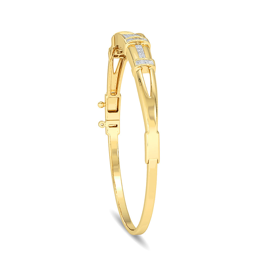 Solid Gold 1.66ct Natural Diamond Princess 3 Bar Rectangle Bracelet