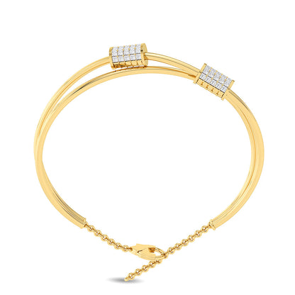 Solid Gold 1.26ct Natural Diamond Twisted Cuff Bangle Bracelet