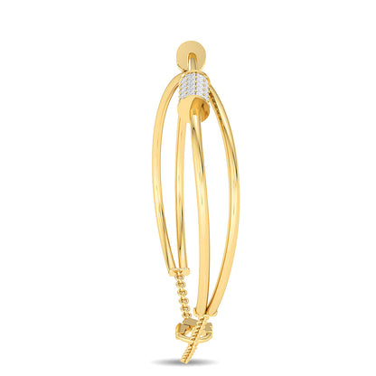 Solid Gold 1.26ct Natural Diamond Twisted Cuff Bangle Bracelet