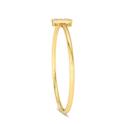 Solid Gold 0.5ct Natural Diamond Buguette Princess Bangle Bracelet