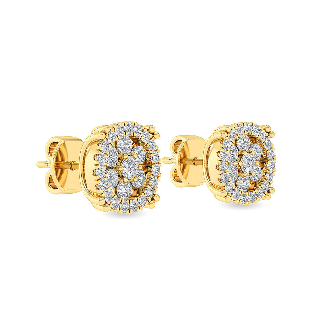 Solid Gold 0.6ct Natural Diamond Round Stud Earrings