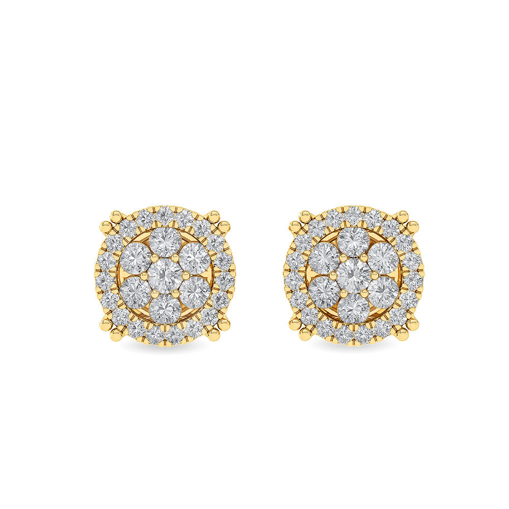 Solid Gold 0.6ct Natural Diamond Round Stud Earrings