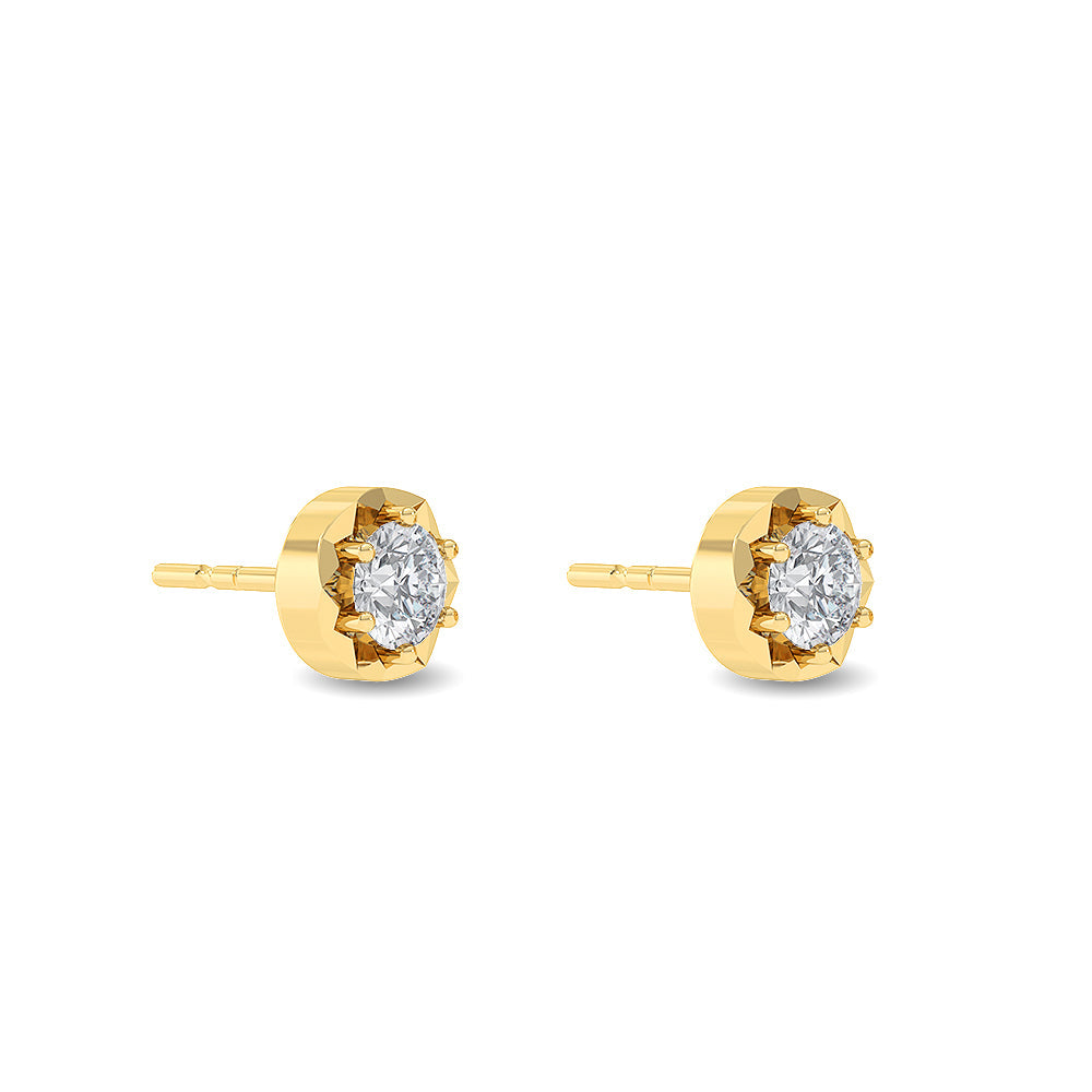 Solid Gold 0.5ct Natural Single Diamond Small Stud Earrings