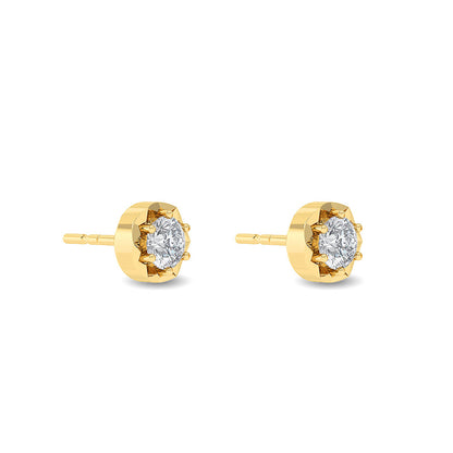 Solid Gold 0.5ct Natural Single Diamond Small Stud Earrings