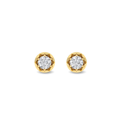 Solid Gold 0.5ct Natural Single Diamond Small Stud Earrings