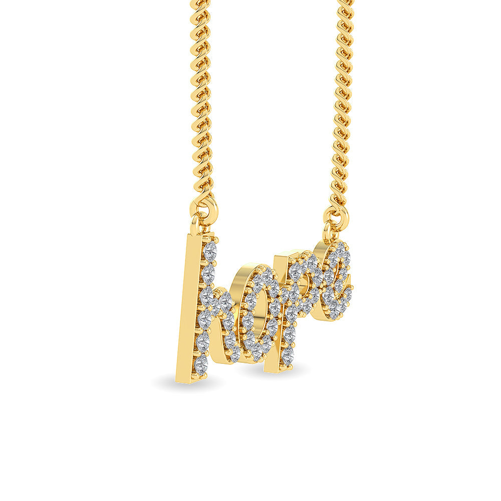 Solid Gold 0.7ct Natural Diamond Studded Hope Script Necklace