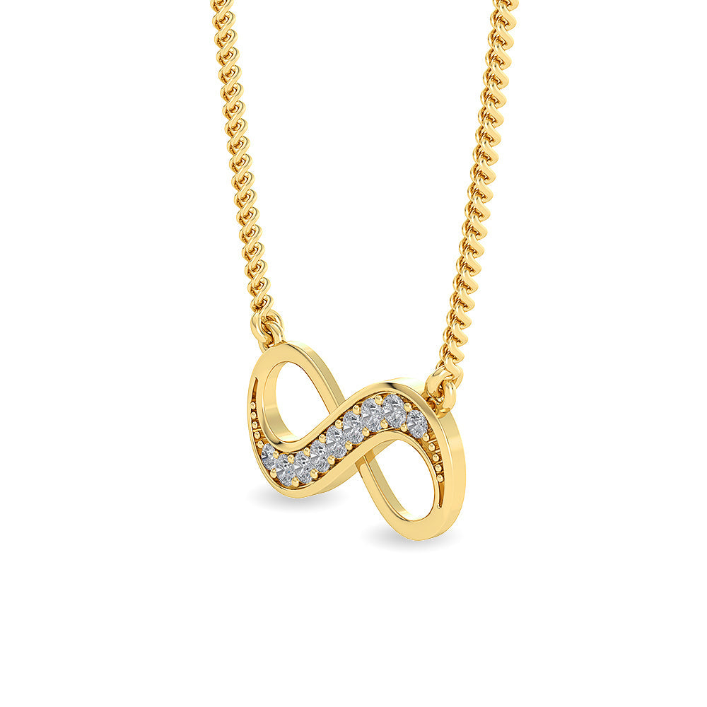 Solid Gold Natural Diamond Infinity Pendant Necklace