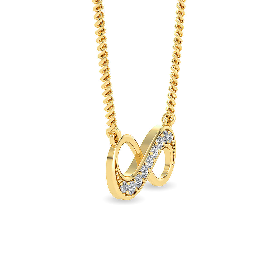 Solid Gold Natural Diamond Infinity Pendant Necklace