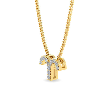 Solid Gold 0.1ct Natural Diamond T Necklace