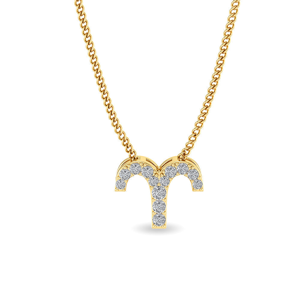 Solid Gold 0.1ct Natural Diamond T Necklace