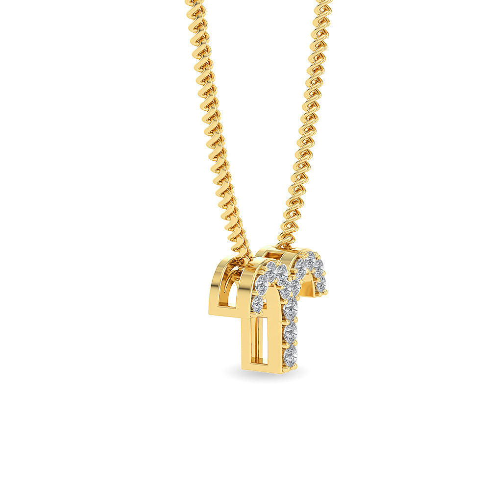 Solid Gold 0.1ct Natural Diamond T Necklace