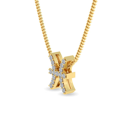 Solid Gold 0.2ct Natural Diamond Studded H Knot Necklace