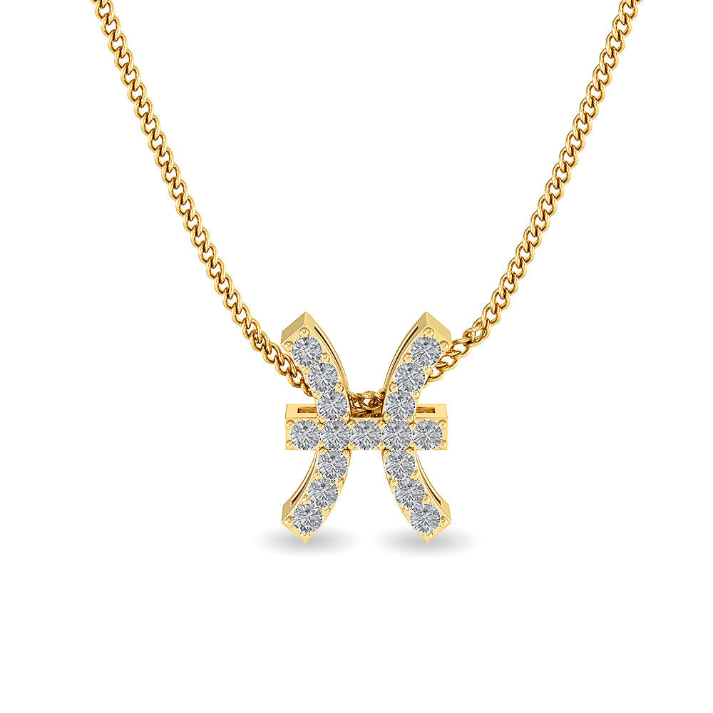 Solid Gold 0.2ct Natural Diamond Studded H Knot Necklace