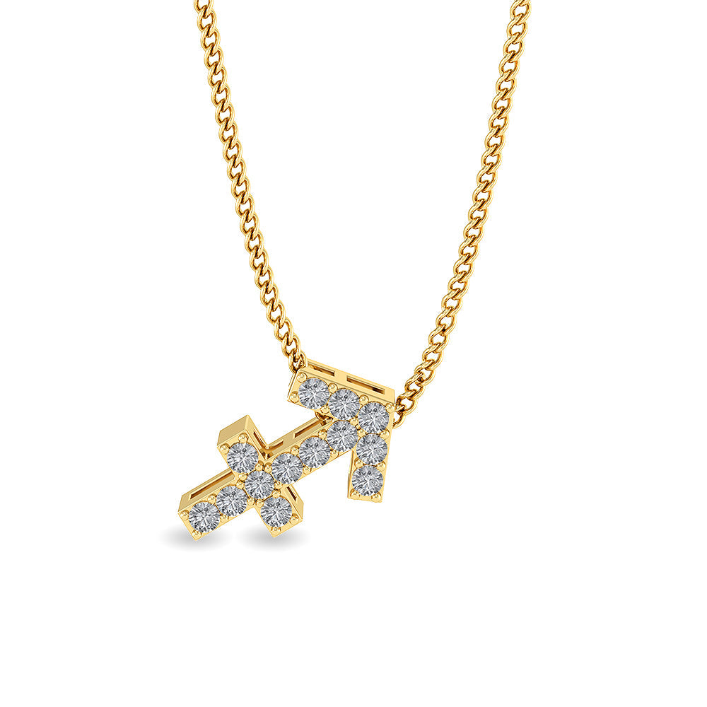 Solid Gold 0.2ct Natural Diamond Studded Arrow Necklace
