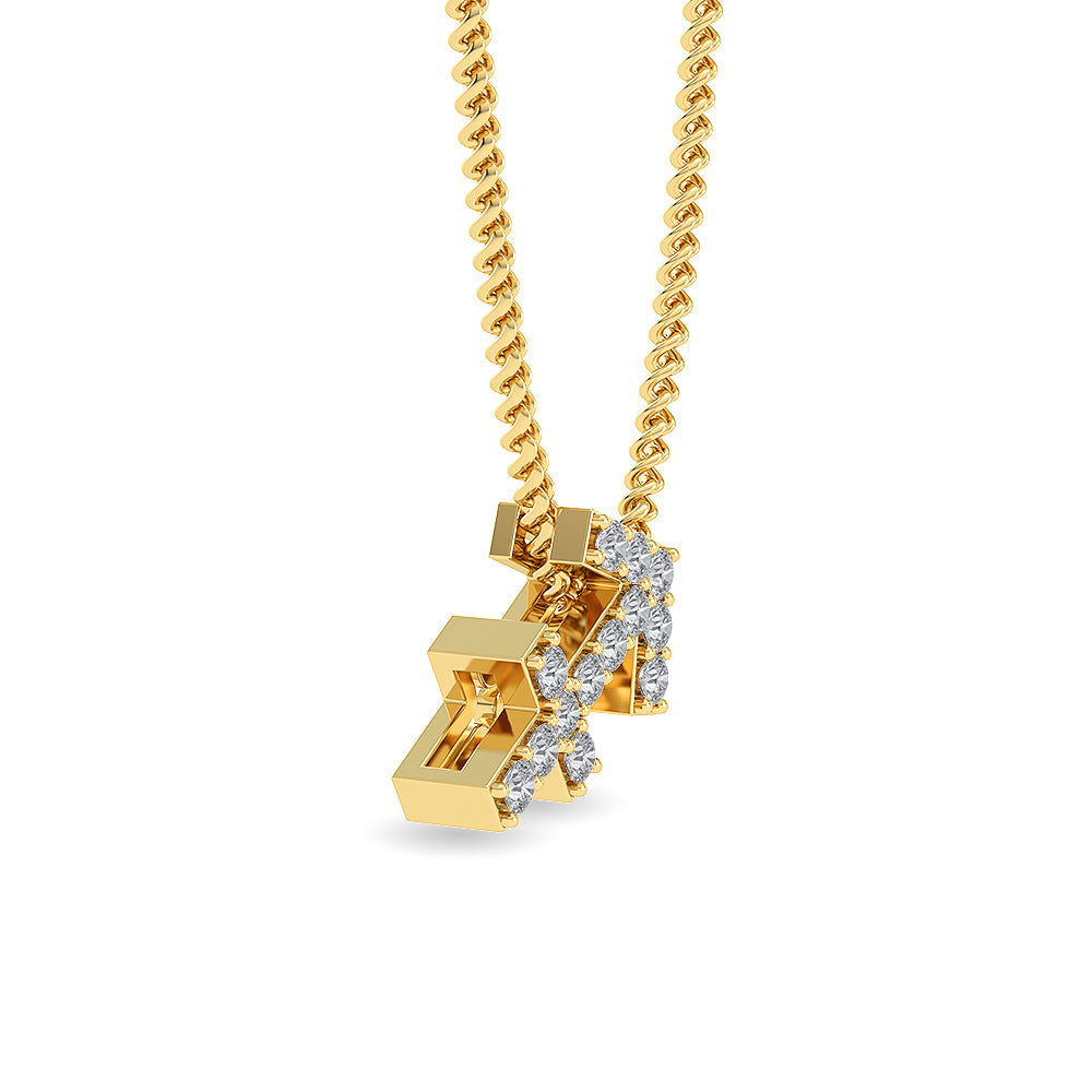 Solid Gold 0.2ct Natural Diamond Studded Arrow Necklace
