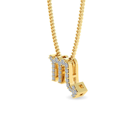 Solid Gold 0.16ct Natural Diamond M Studded Necklace