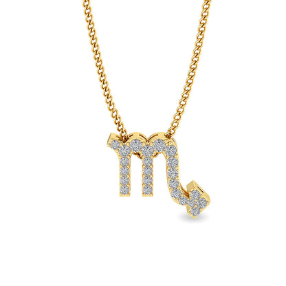 Solid Gold 0.16ct Natural Diamond M Studded Necklace