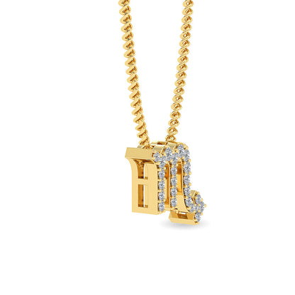 Solid Gold 0.16ct Natural Diamond M Studded Necklace