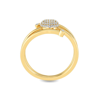 Solid Gold Natural Diamond Spinning Heart Crisscross Ring