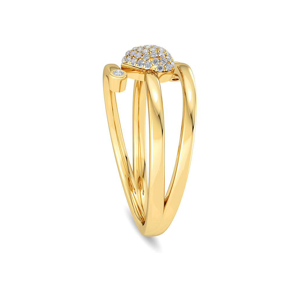 Solid Gold Natural Diamond Spinning Heart Crisscross Ring