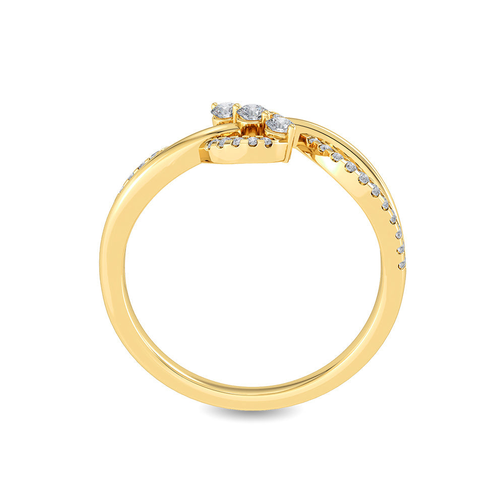 Solid Gold 0.25ct Natural Diamond Curved Twist Ring