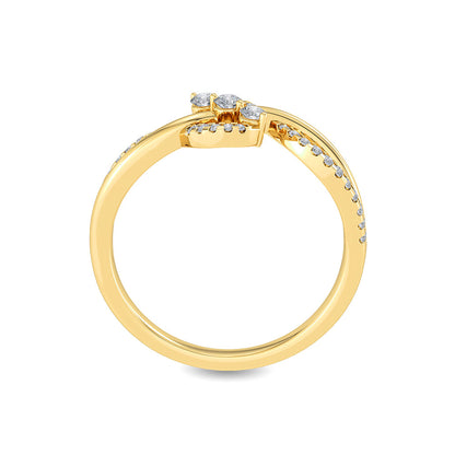 Solid Gold 0.25ct Natural Diamond Curved Twist Ring