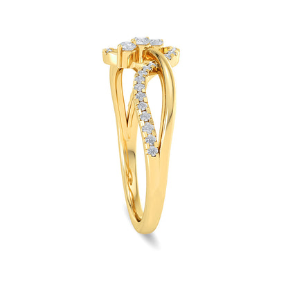 Solid Gold 0.25ct Natural Diamond Curved Twist Ring