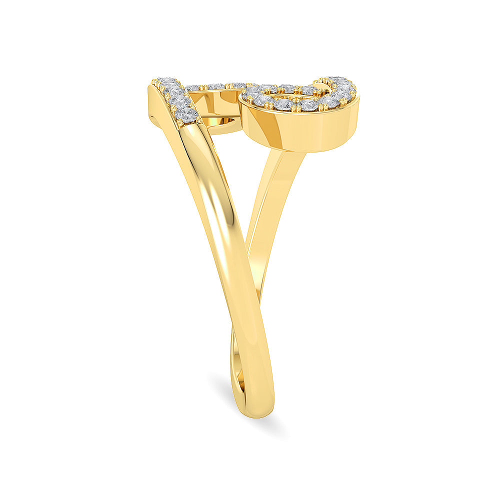 Solid Gold 0.3ct Natural Diamond Cross Ring