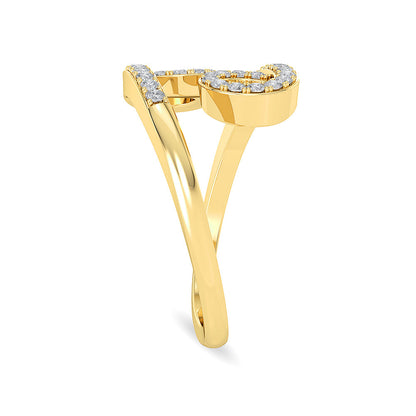 Solid Gold 0.3ct Natural Diamond Cross Ring