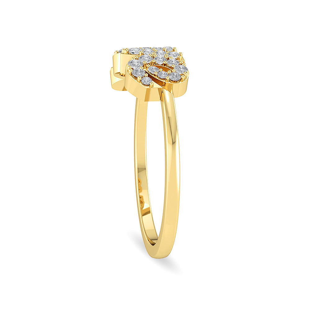 Solid Gold 0.2ct Natural Diamond Love Alphabet Ring