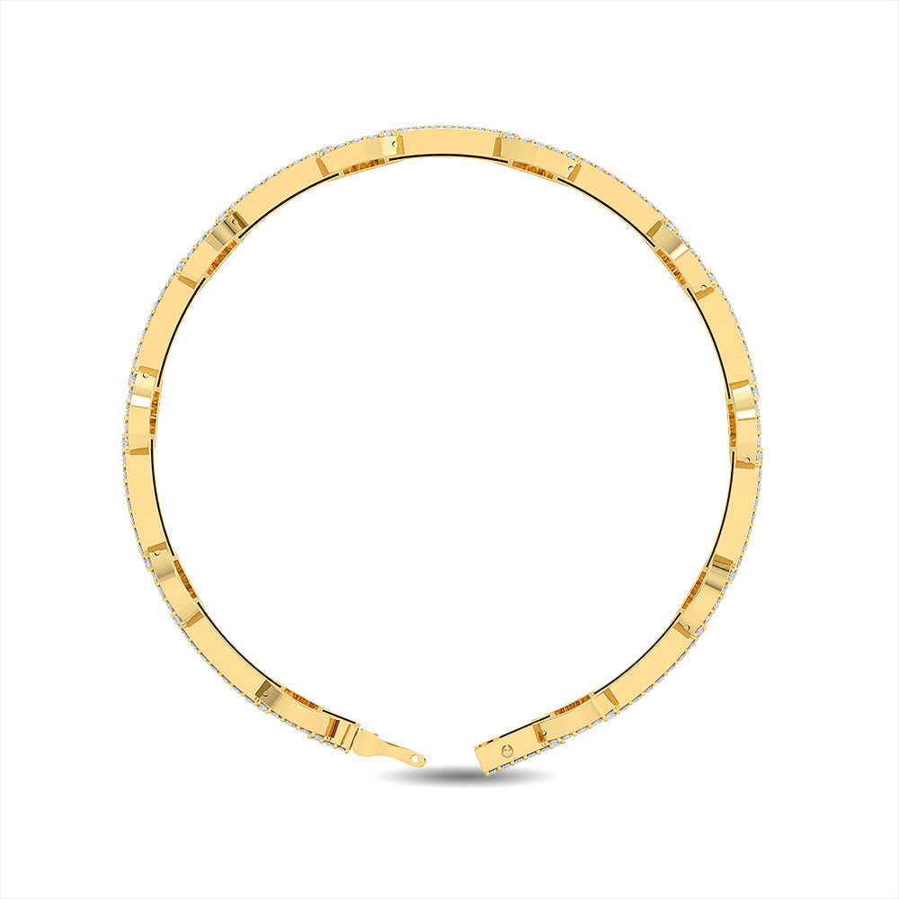Solid Gold 3.55ct Natural Diamond Chain Link Studded Bracelet