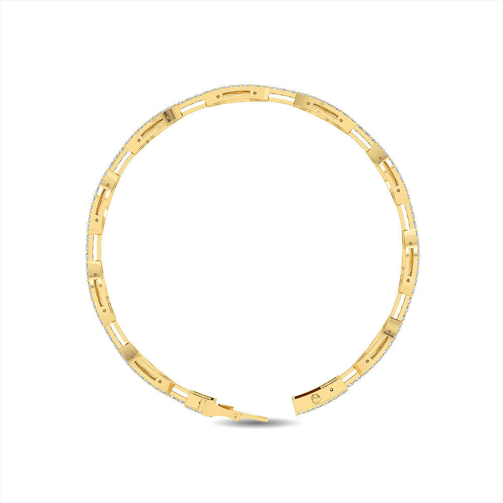 Solid Gold 2.3ct Natural Diamond Link Chain Cuff Bracelet