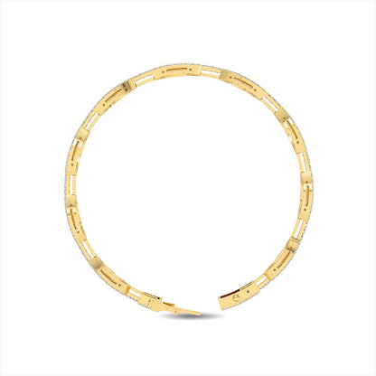 Solid Gold 2.3ct Natural Diamond Link Chain Cuff Bracelet