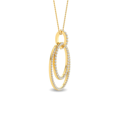 Solid Gold 0.6ct Natural Diamond 2 Oval Pendant Necklace
