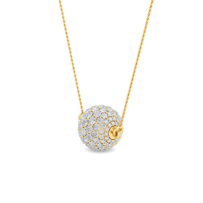 Solid Gold 0.7ct Natural Diamond Disco Ball Necklace