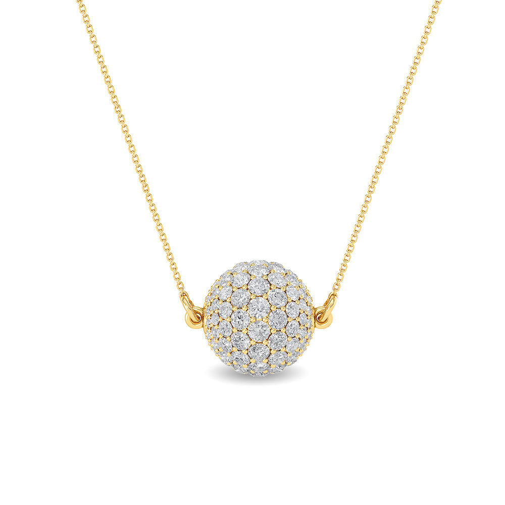 Solid Gold 0.7ct Natural Diamond Disco Ball Necklace