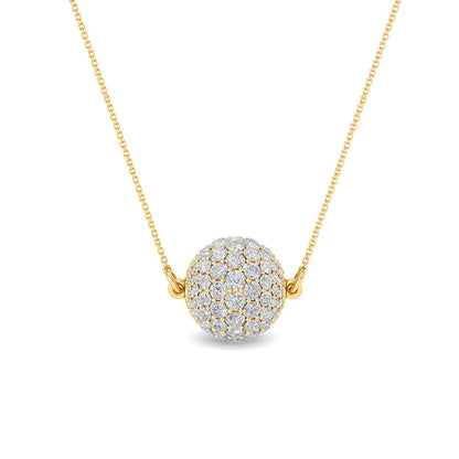 Solid Gold 0.7ct Natural Diamond Disco Ball Necklace