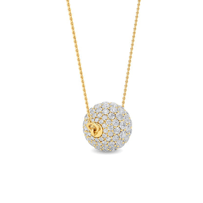 Solid Gold 0.7ct Natural Diamond Disco Ball Necklace